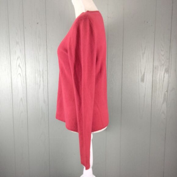 Adrienne Vittadini 2 Ply Cashmere Sweater Womens Red Large Minimalist Capsule - Picture 3 of 9